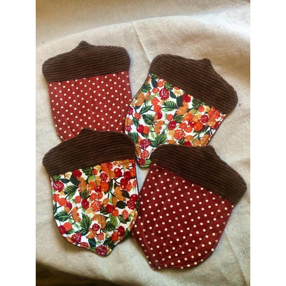 Hand made Acorn coasters, thanksgiving, fall theme